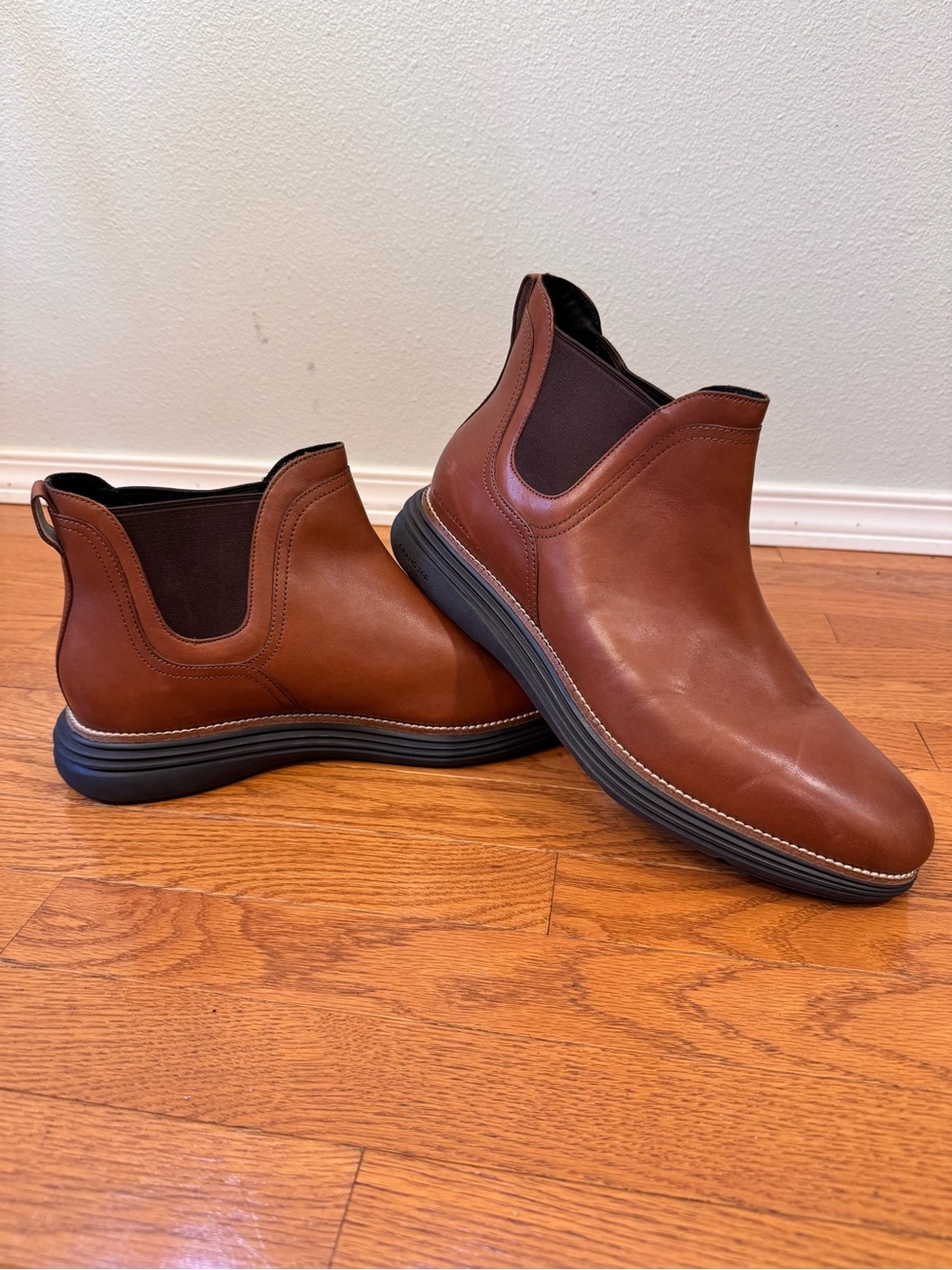 Men's Cole Haan Cognac Chelsea Leather Slip-On Boots